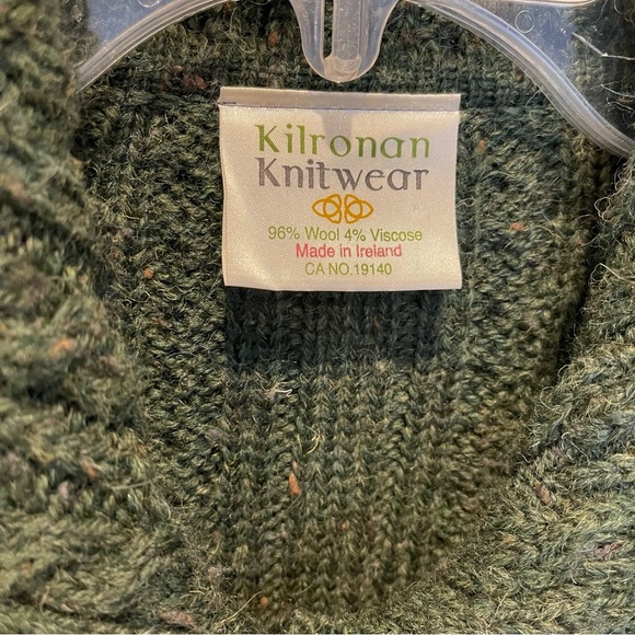 Kilronan Knitwear Cardigan Women’s Med Wool Cable Knit Chunky Sweater Green - Picture 5 of 9